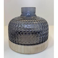 Vaso de Vidro Fumê Madeira Pinus P